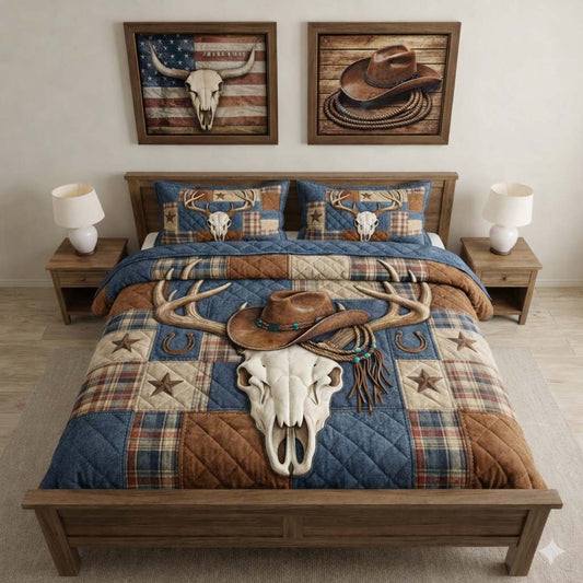 Nature Antlers 3-Piece Quilted Bedding Set GFTOYC2999