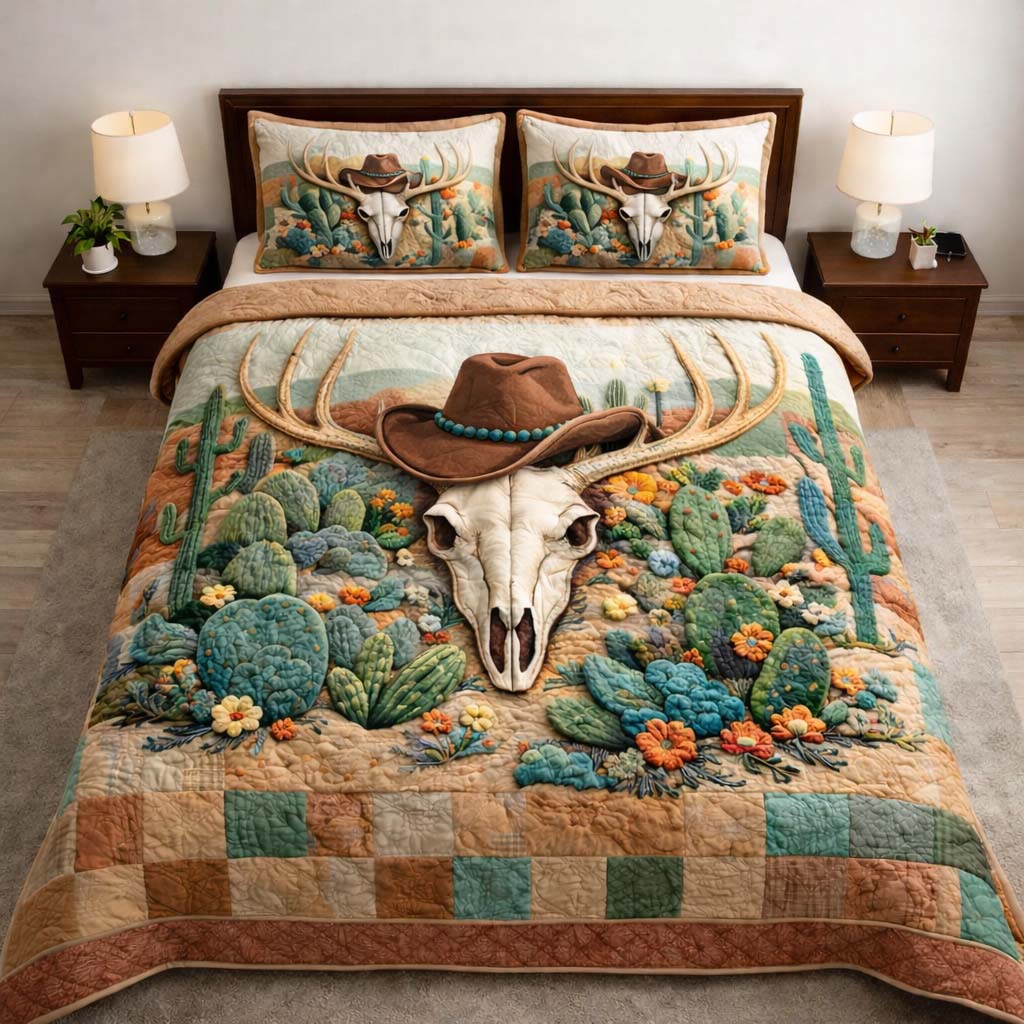 Nature Antlers 3-Piece Quilted Bedding Set GFTOYC3002