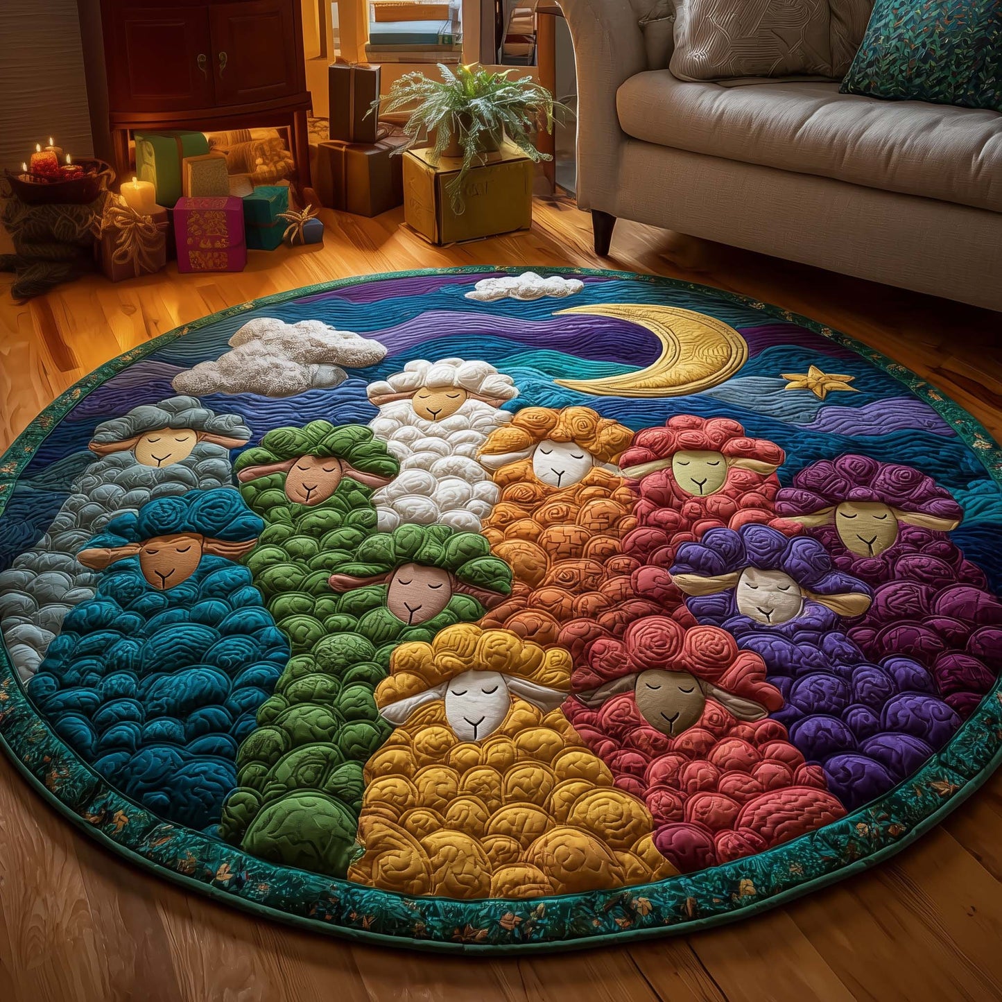 Fluffy Sheep Quilted Round Mat GFTOYC3349