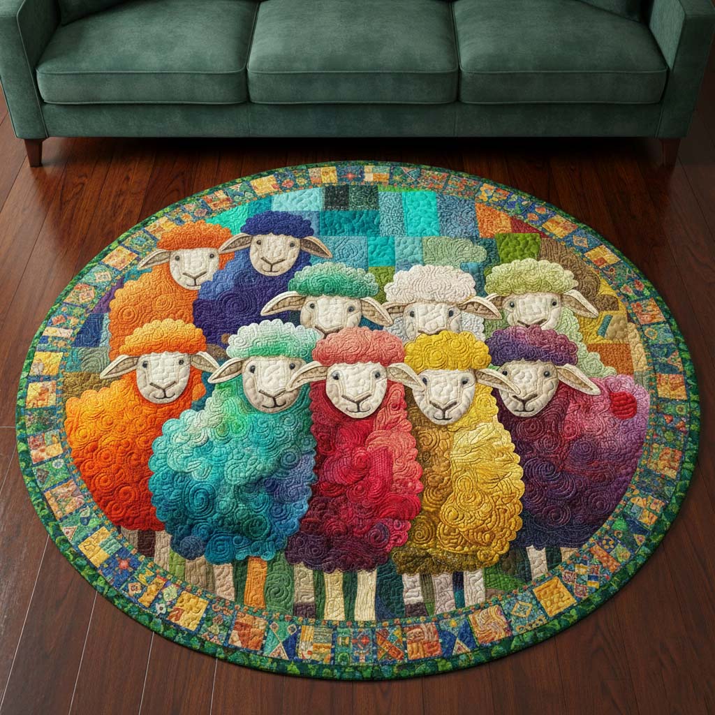 Fluffy Sheep Quilted Round Mat GFTOYC3351