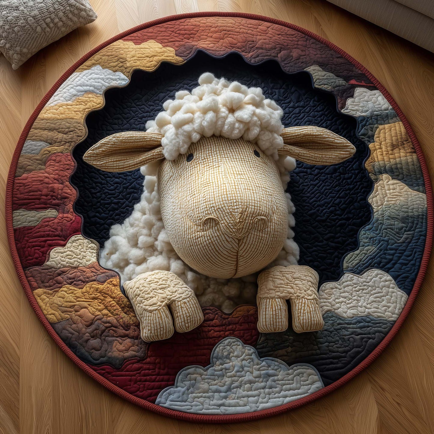 Fluffy Sheep Quilted Round Mat GFTOYC3353