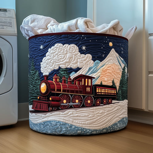 Christmas Train Quilted Laundry Basket GFTOYC340