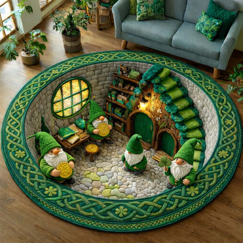 Shamrock Gnome Quilted Round Mat GFTOYC3413