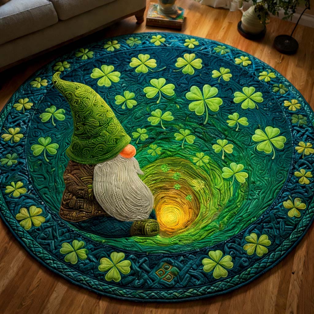 Shamrock Gnome Quilted Round Mat GFTOYC3414