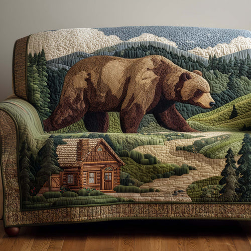 Woodland Bear Quilted Sofa Cover GFTOYC3425