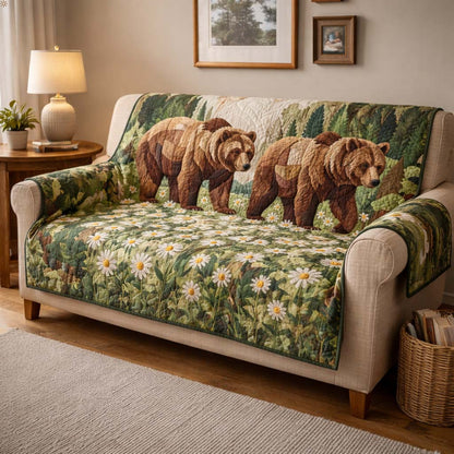 Woodland Bear Quilted Sofa Cover GFTOYC3428