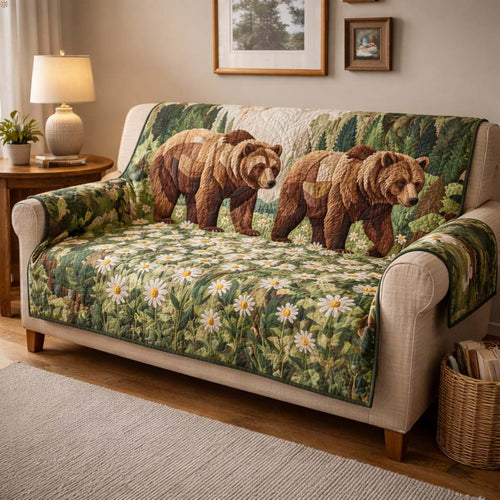 Woodland Bear Quilted Sofa Cover GFTOYC3428