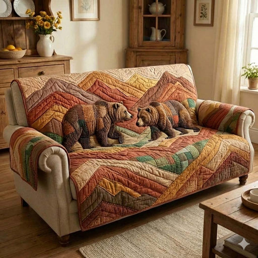 Woodland Bear Quilted Sofa Cover GFTOYC3430