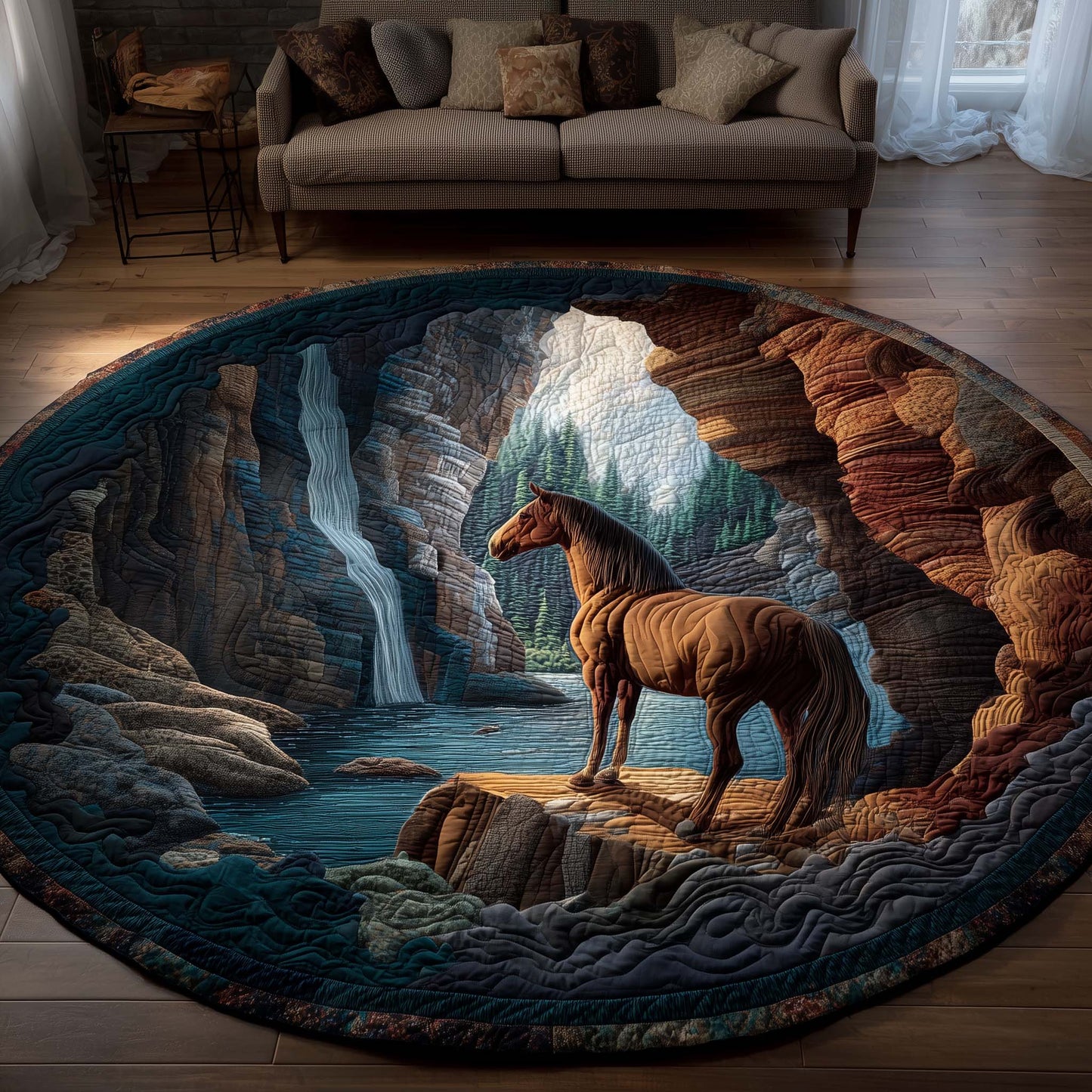 Majestic Horse Quilted Round Mat GFTOYC3487