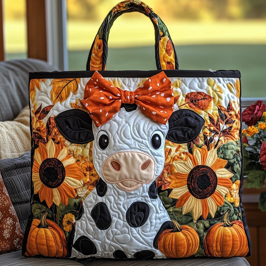 Adorable Pumpkin Cow Quilted Tote Bag GFTOYC390