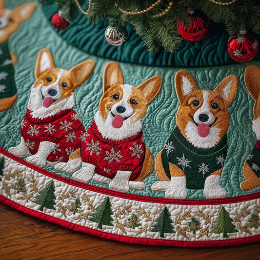 Christmas Corgi Quilted Tree Skirt GFTOYC538