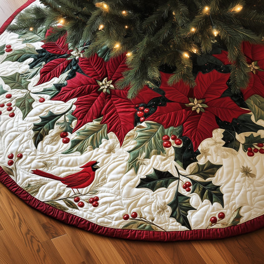 Cardinal Poinsettia Quilted Tree Skirt GFTOYC709