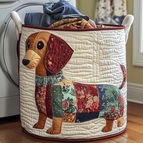 Floral Dachshund Quilted Laundry Basket GFTOYC886