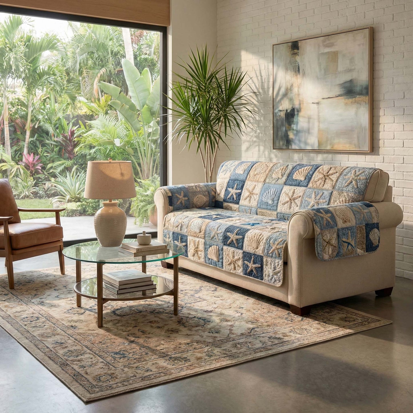 Shell Mosaic Quilted Sofa Cover GFTOQM2662