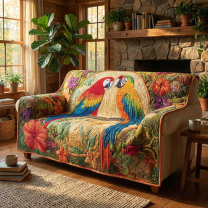 Tropical Parrots Quilted Sofa Cover GFTOQM1598