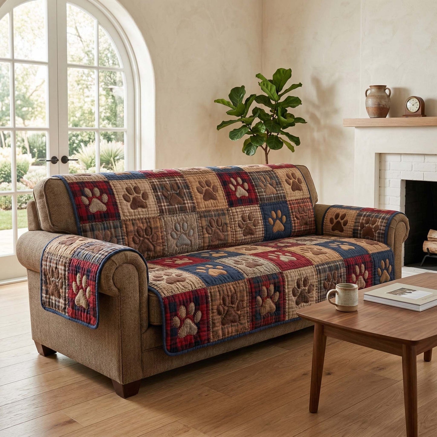 Vintage Paws Quilted Sofa Cover GFTOQM2765
