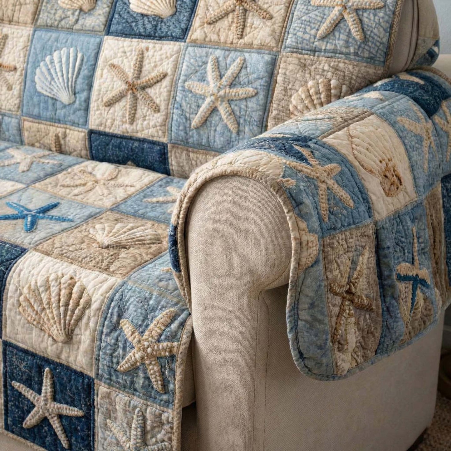 Shell Mosaic Quilted Sofa Cover GFTOQM2662