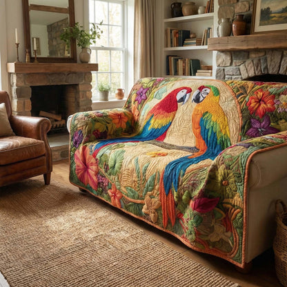 Tropical Parrots Quilted Sofa Cover GFTOQM1598