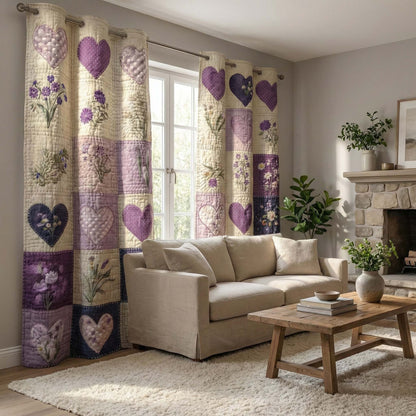 Lavender Heart Quilted Curtains GFTOQM3076