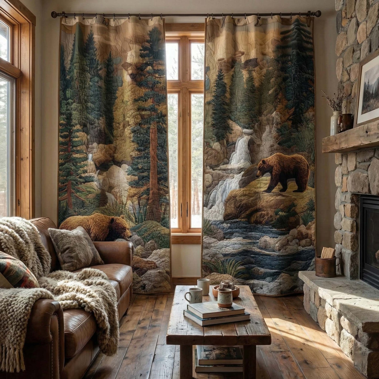 River Bear Quilted Curtains GFTOQM1712