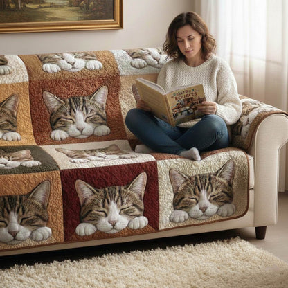 Charming Cat Quilted Sofa Cover GFTONT6285