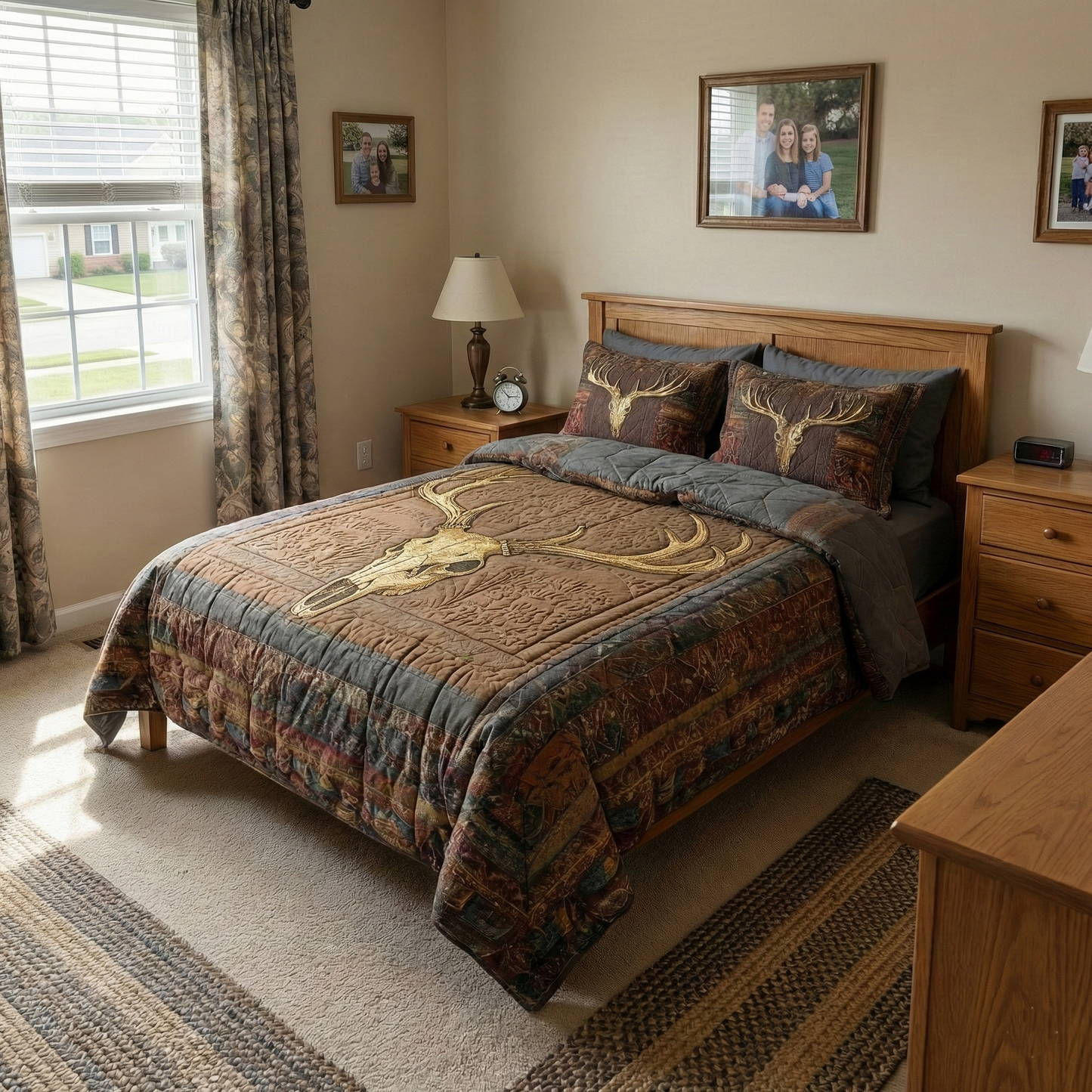 Rustic Antler 3-Piece Quilted Bedding Set GFTOTP15636