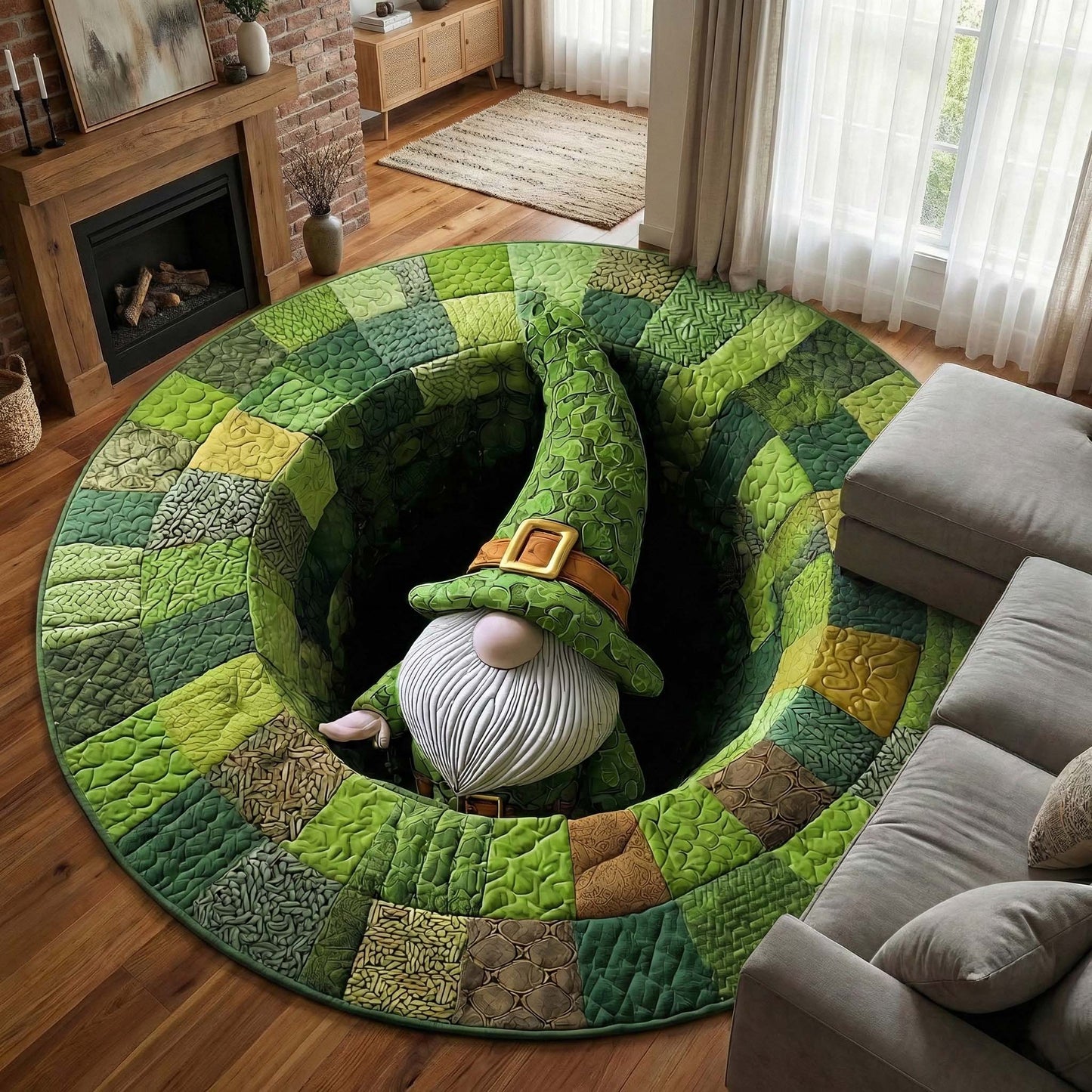 Lucky Gnome Quilted Round Mat GFTOQM3061