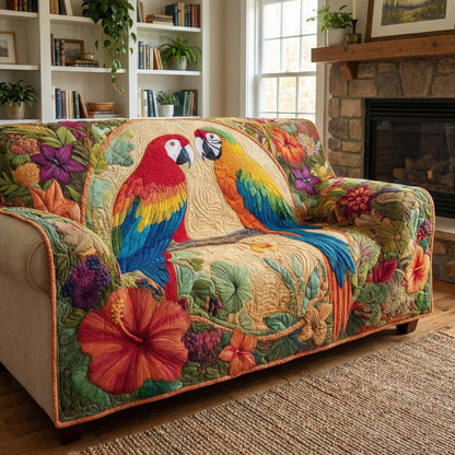 Tropical Parrots Quilted Sofa Cover GFTOQM1598
