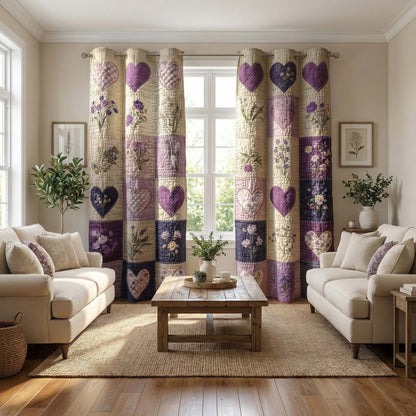 Lavender Heart Quilted Curtains GFTOQM3076
