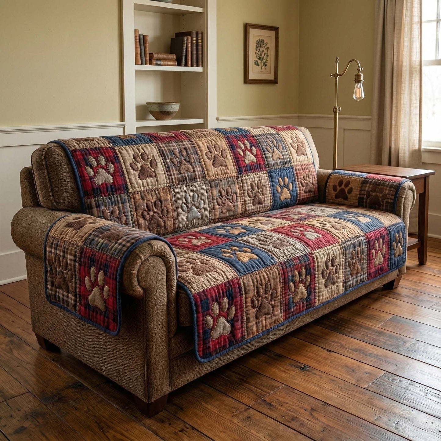 Vintage Paws Quilted Sofa Cover GFTOQM2765
