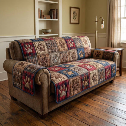 Vintage Paws Quilted Sofa Cover GFTOQM2765