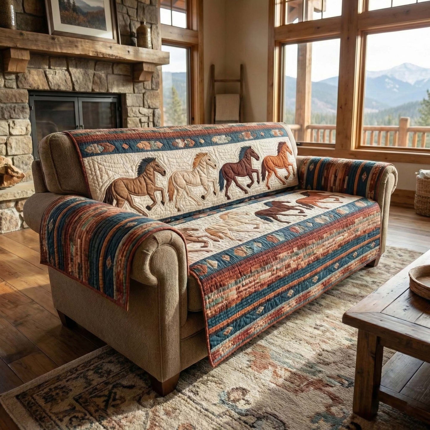Western Gallop Quilted Sofa Cover GFTOQM2797