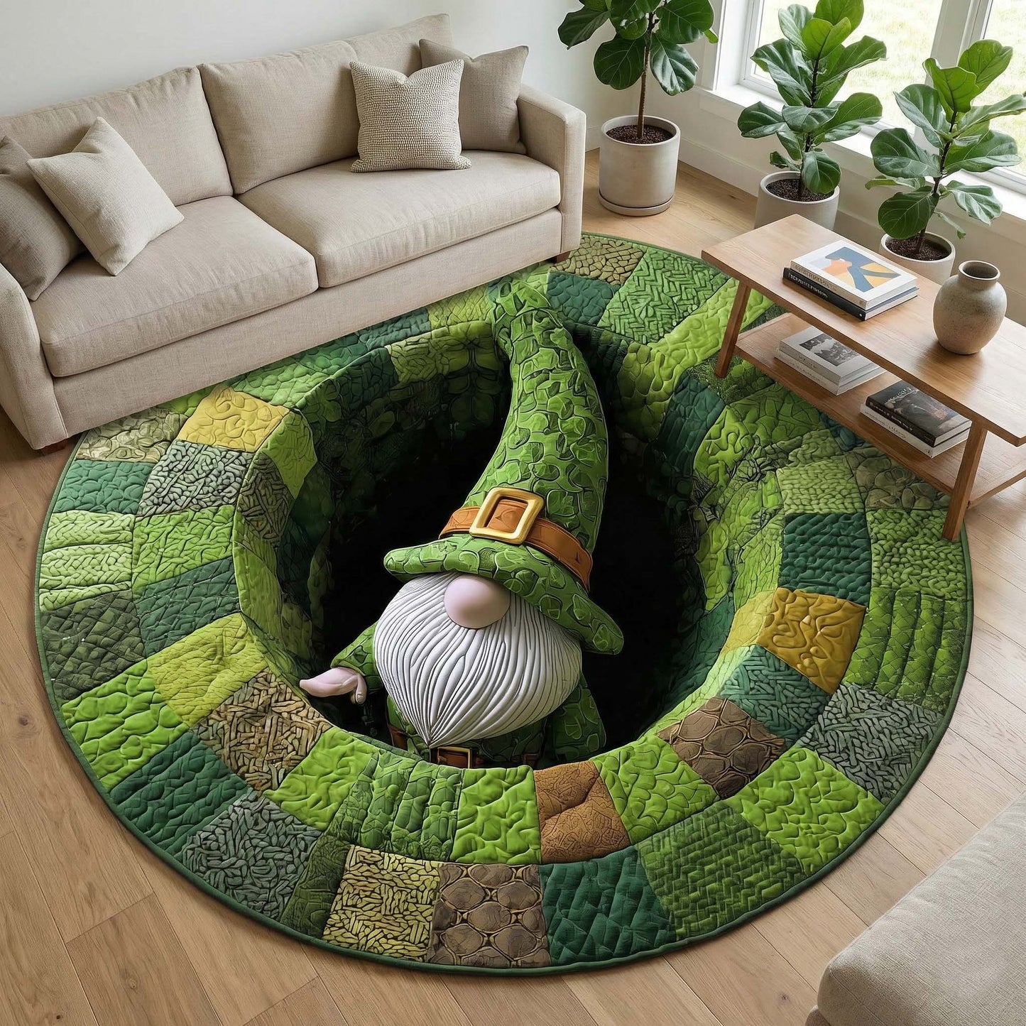 Lucky Gnome Quilted Round Mat GFTOQM3061