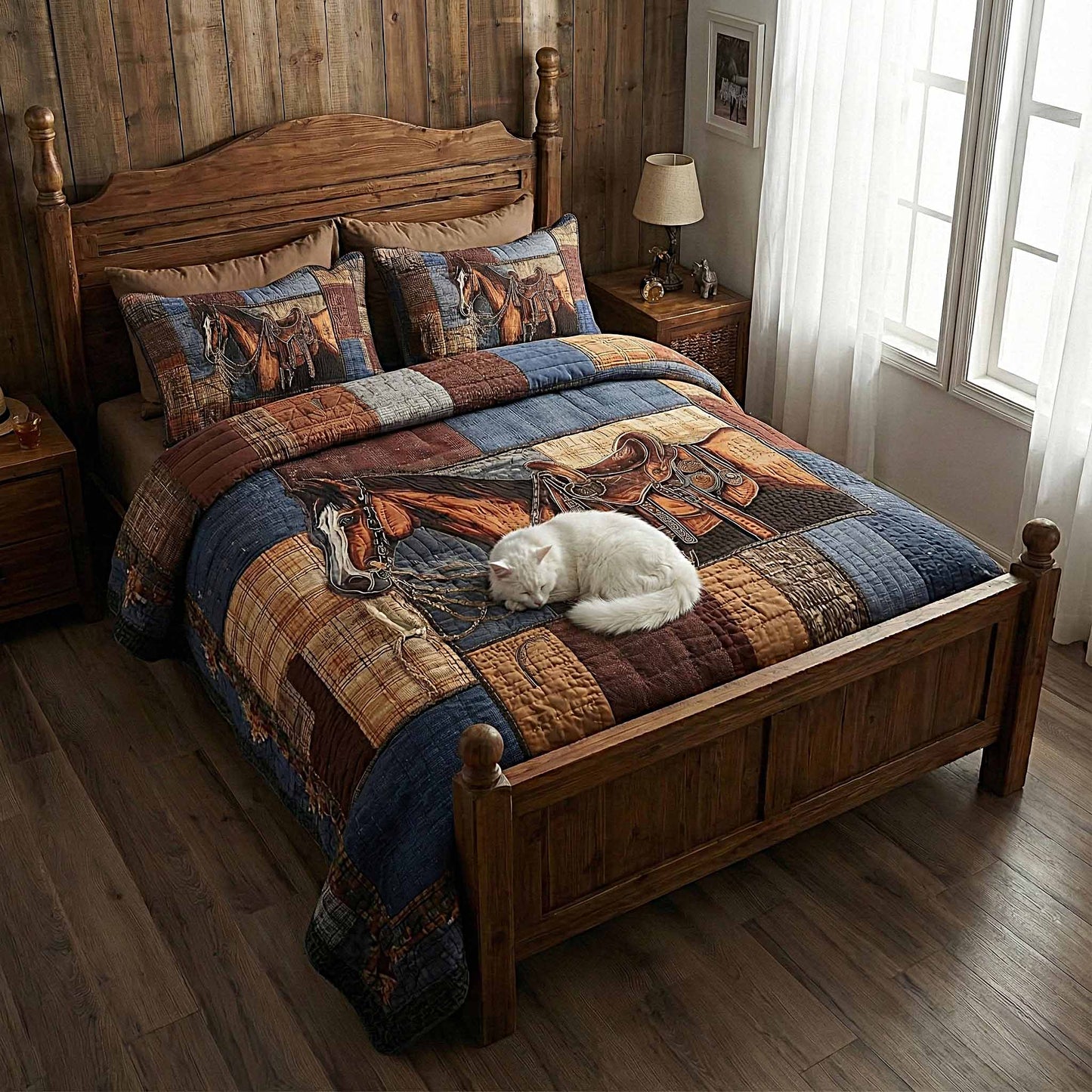Prairie Horse 3-Piece Quilted Bedding Set GFTOMA8158