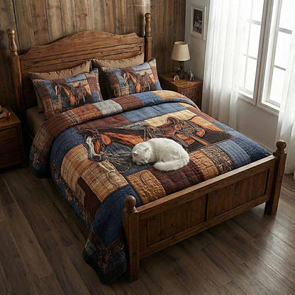 Prairie Horse 3-Piece Quilted Bedding Set GFTOMA8158