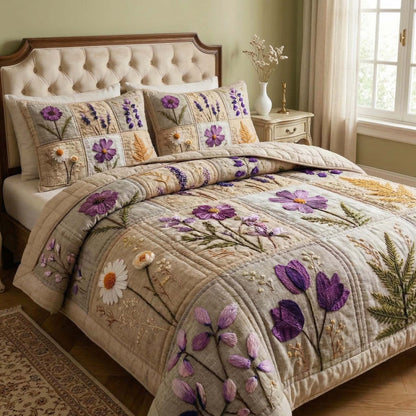 Blossom Grace 3-Piece Quilted Bedding Set GFTOQM3206