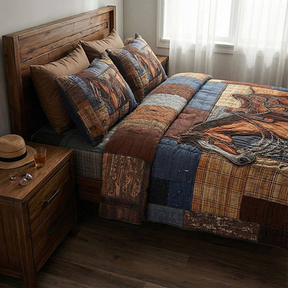 Prairie Horse 3-Piece Quilted Bedding Set GFTOMA8158