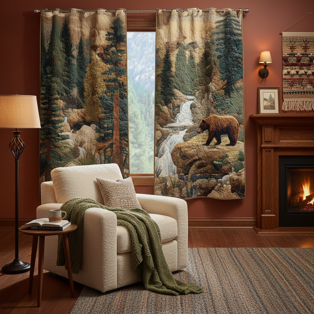 River Bear Quilted Curtains GFTOQM1712