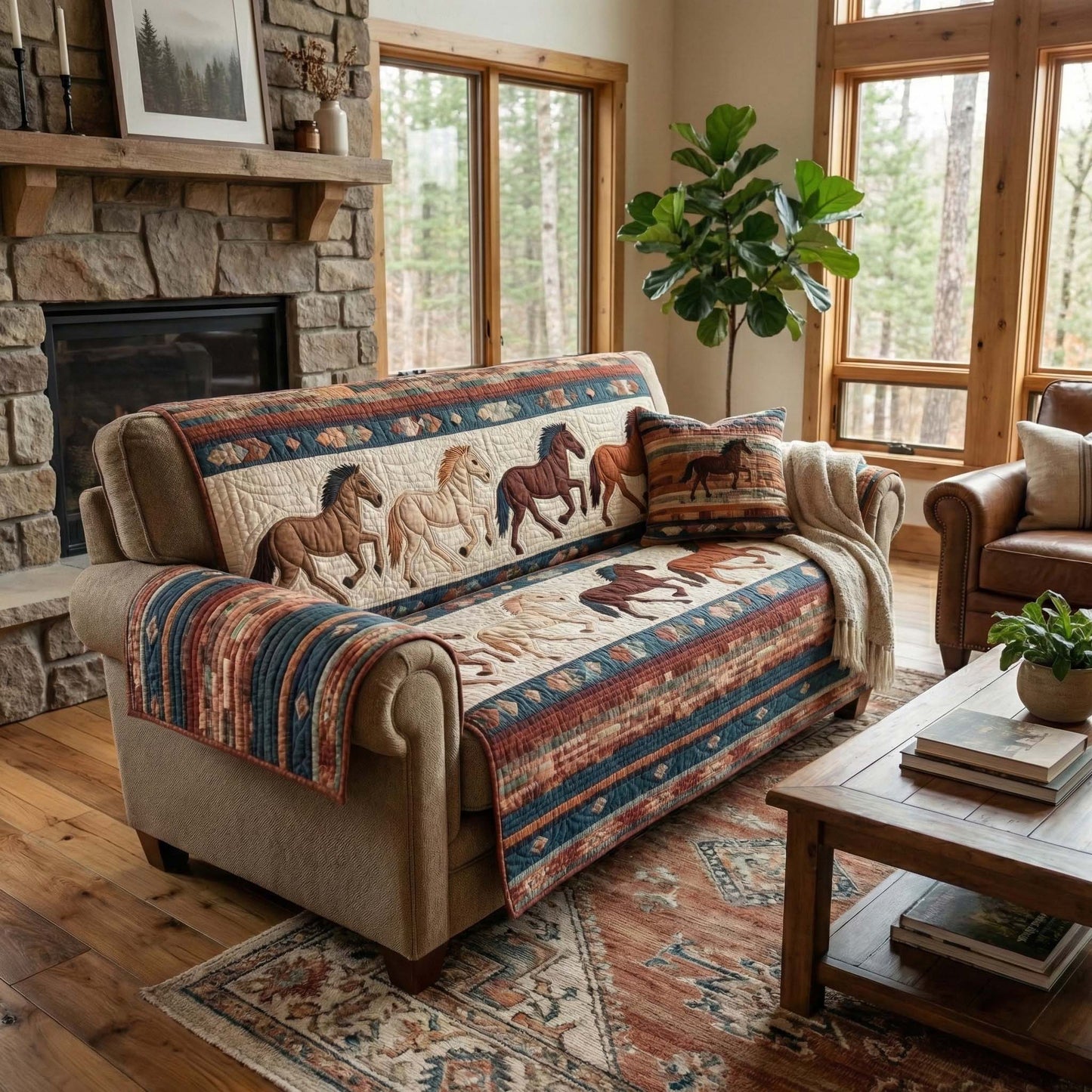 Western Gallop Quilted Sofa Cover GFTOQM2797