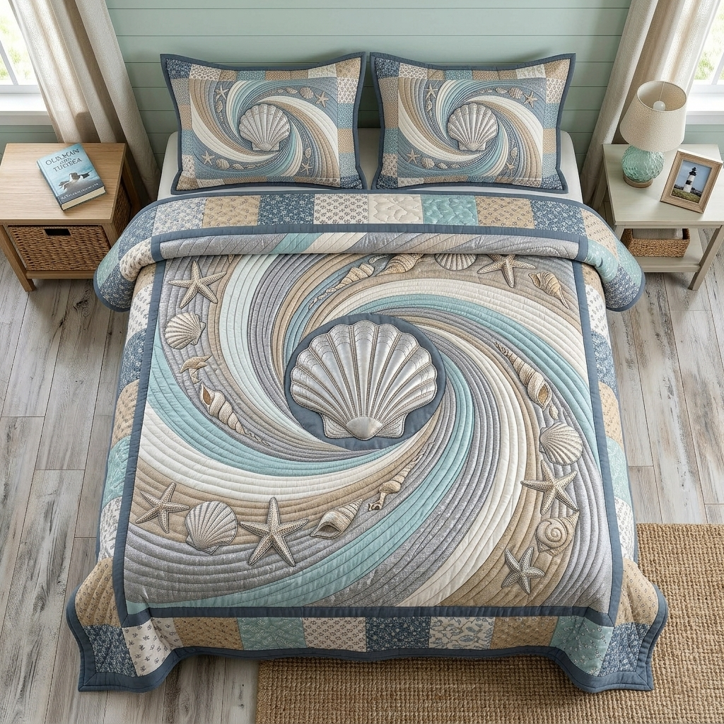 Coastal Whisper 3-Piece Quilted Bedding Set GFTOTP18721