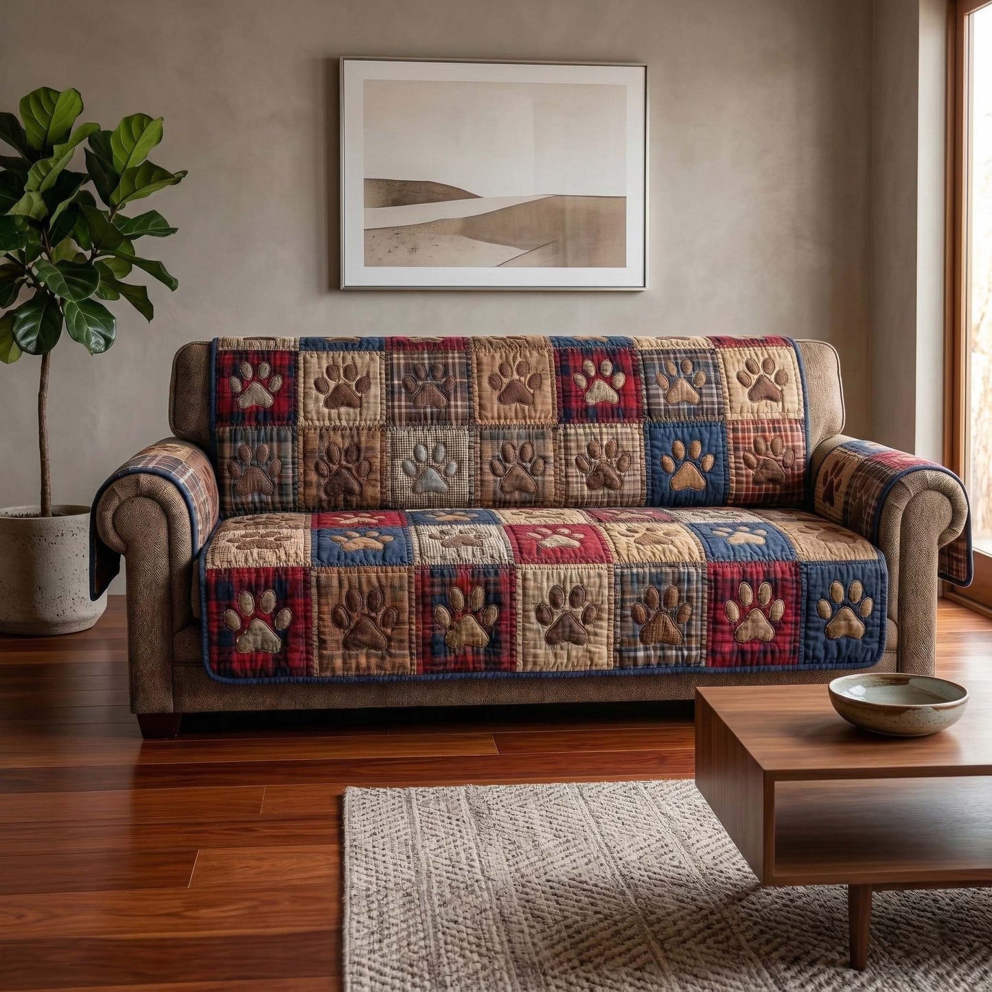 Vintage Paws Quilted Sofa Cover GFTOQM2765