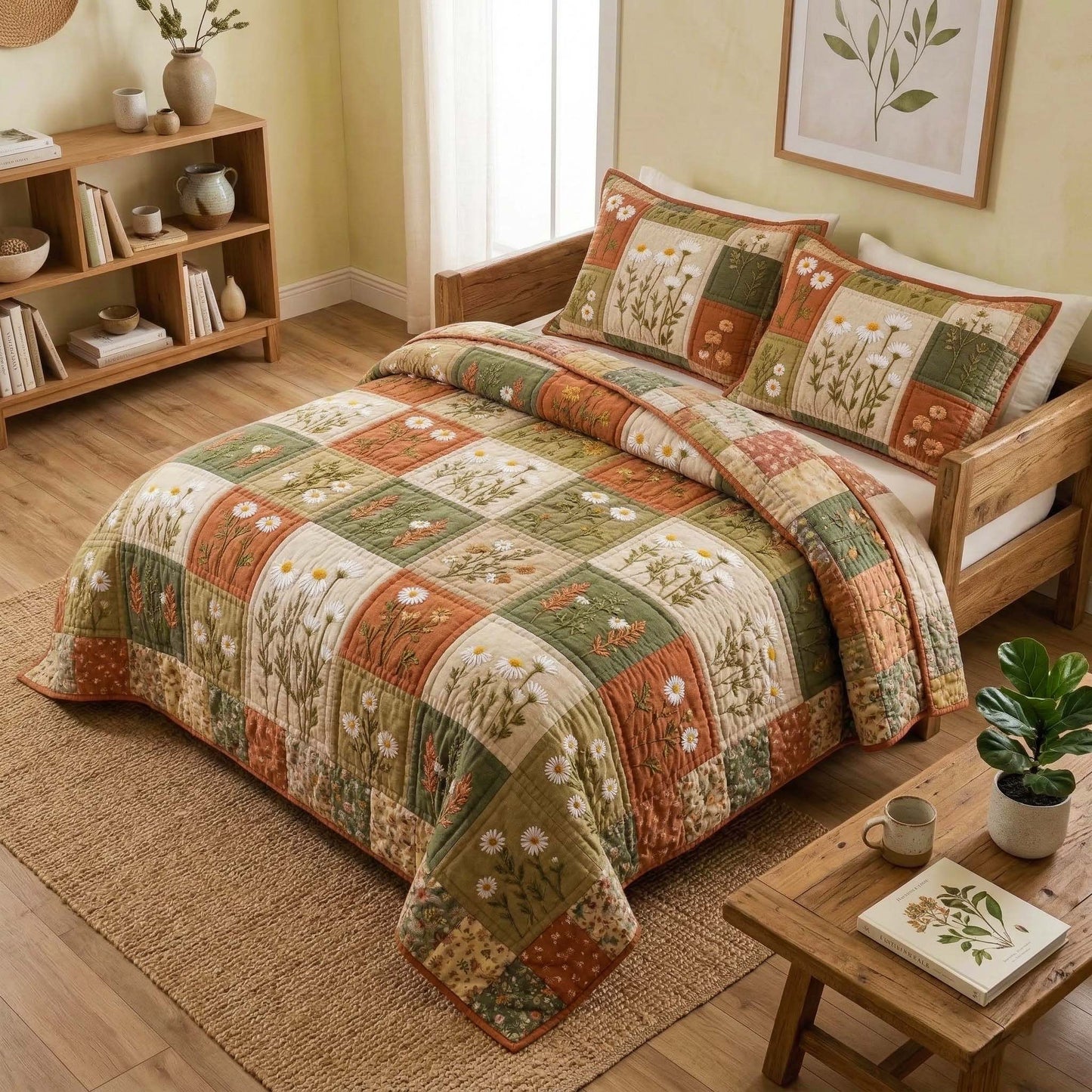 Blossom Grace 3-Piece Quilted Bedding Set GFTOQM3207