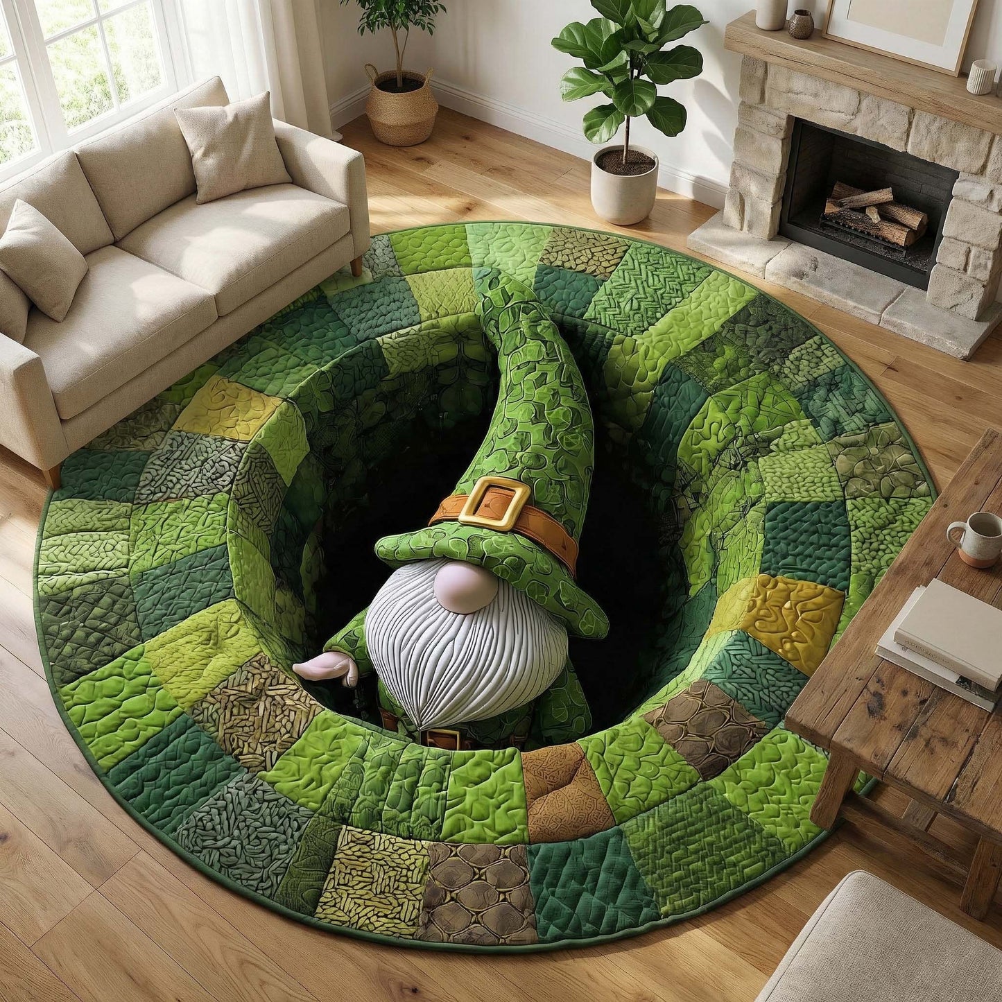 Lucky Gnome Quilted Round Mat GFTOQM3061