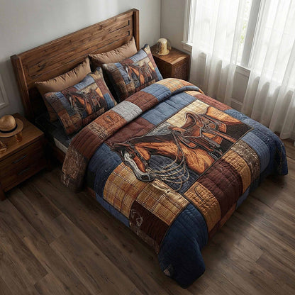 Prairie Horse 3-Piece Quilted Bedding Set GFTOMA8158