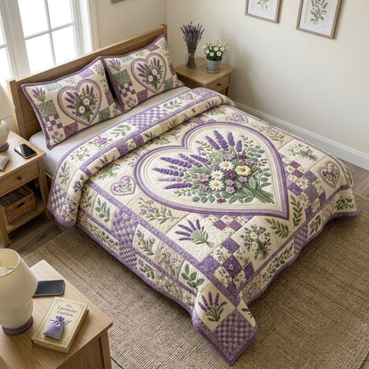 Floral Patchwork 3-Piece Quilted Bedding Set GFTONMU1373