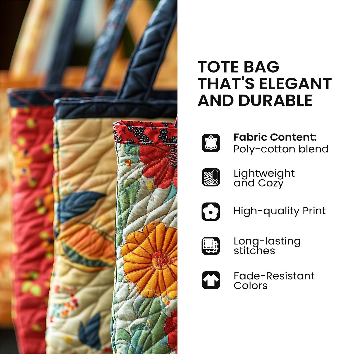 Floral Notes Quilted Tote Bag GFTOQA654