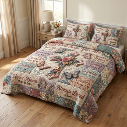 Floral Bible 3-Piece Quilted Bedding Set GFTONMU383