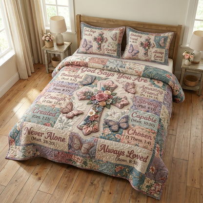 Floral Bible 3-Piece Quilted Bedding Set GFTONMU383