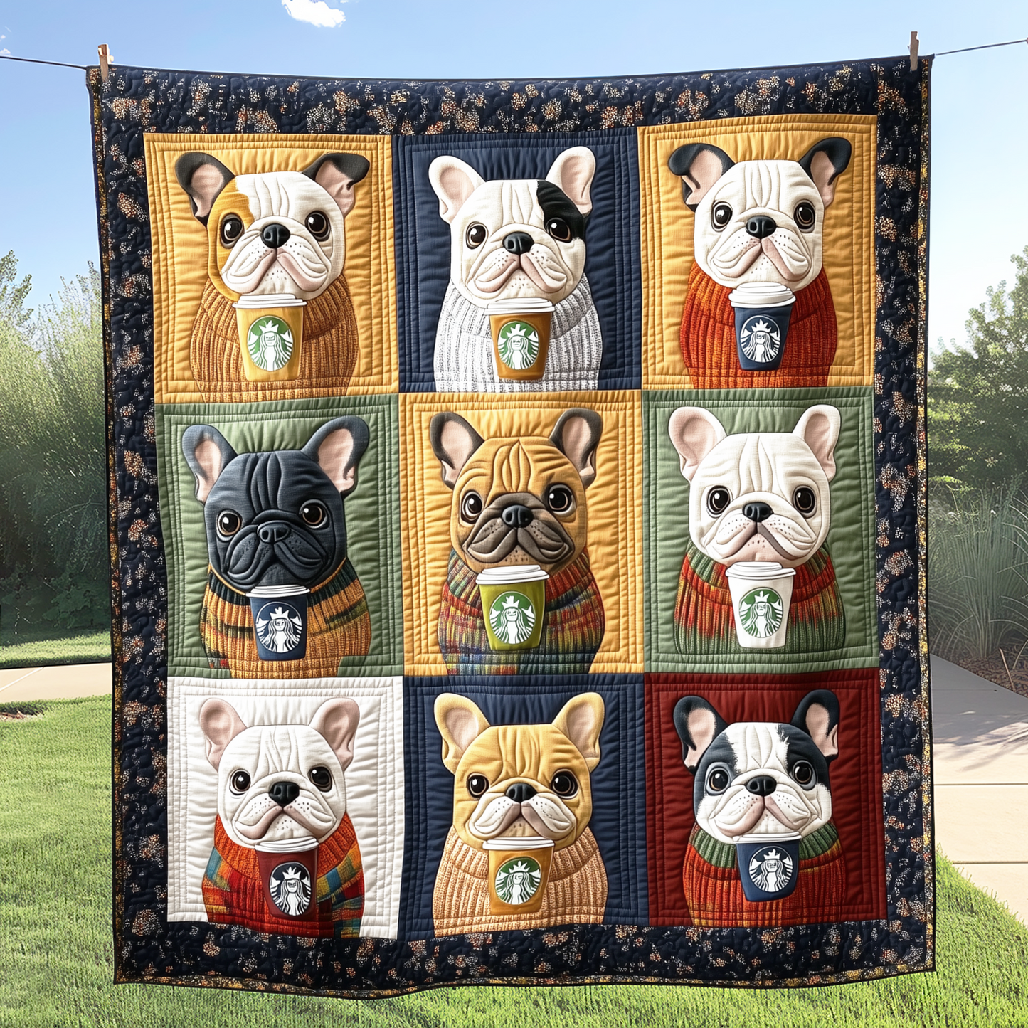 Vintage Bulldog Quilted Blanket NKL016