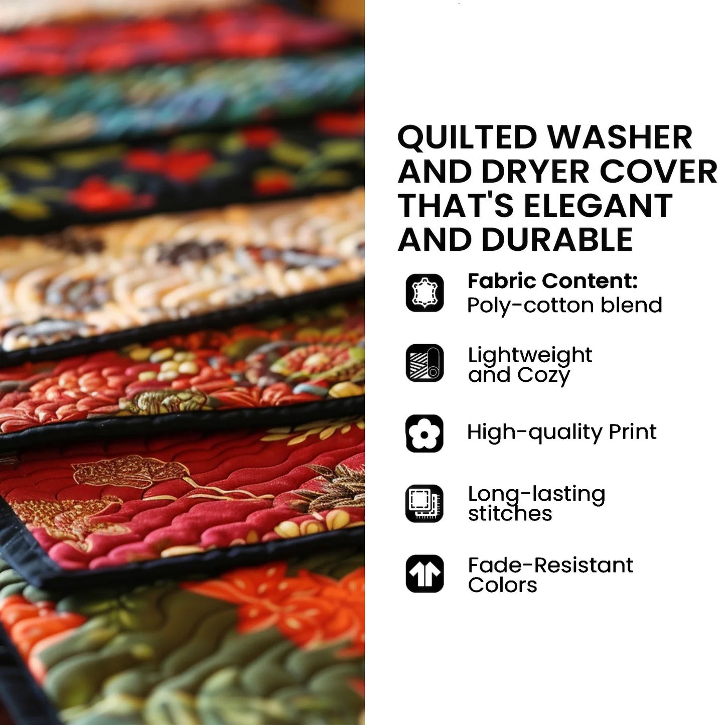 Golden Buzz Quilted Washer and Dryer Cover GFTOQM2001